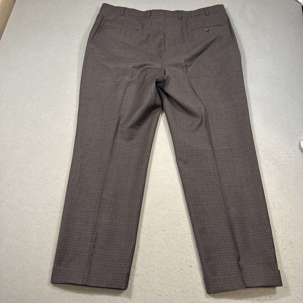 Hart Schaffner Marx 100% Wool Pleated Cuffed Gray Micro Checked Dress Pants 40R - Picture 8 of 10